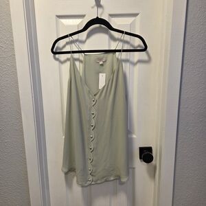 LOFT Light Green Camisole with Button Detail